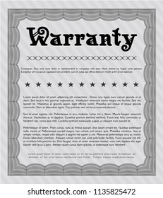 Grey Warranty. Superior design. Detailed. With guilloche pattern and background. 