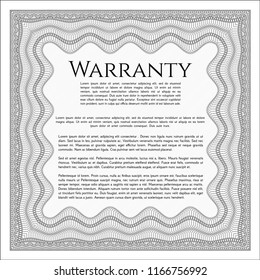 Grey Warranty template. Artistry design. With complex linear background. Vector illustration. 