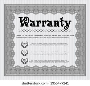 Grey Warranty template. Artistry design. Detailed. With background. 