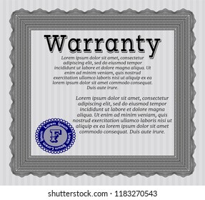 Grey Warranty template. With background. Customizable, Easy to edit and change colors. Money Pattern. 