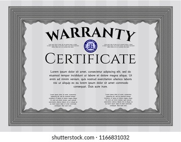Grey Warranty template. With background. Elegant design. Detailed. 