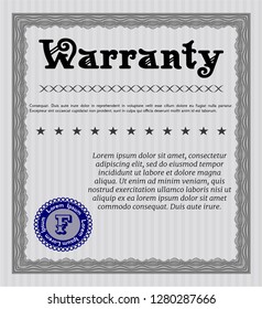 Grey Warranty template. With background. Vector illustration. Perfect design. 