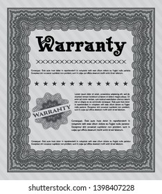 Grey Warranty template. With background. Vector illustration. Lovely design. 