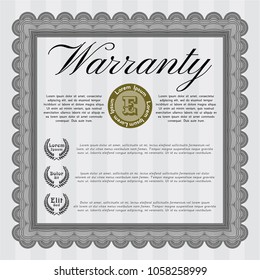 Grey Warranty template. Complex background. Money Pattern. Detailed. 