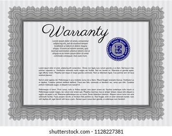 Grey Warranty template. Complex background. Detailed. Elegant design. 