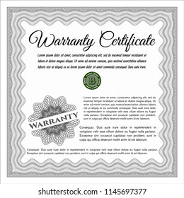 Grey Warranty template. With complex background. Detailed. Perfect design. 