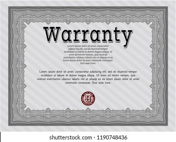 Grey Warranty template. Complex background. Vector illustration. Money Pattern. 