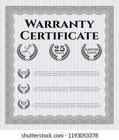 Grey Warranty template. With complex background. Detailed. Retro design. 