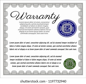 Grey Warranty template. With complex background. Retro design. Vector illustration. 