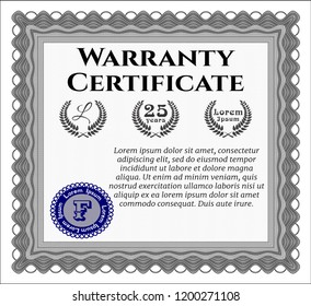 Grey Warranty template. With complex background. Detailed. Superior design. 