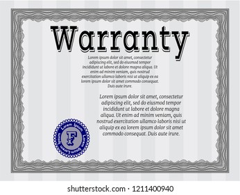Grey Warranty template. With complex background. Superior design. Vector illustration. 