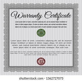 Grey Warranty template. With complex background. Sophisticated design. Customizable, Easy to edit and change colors. 