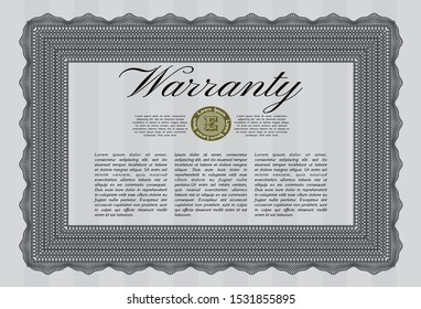Grey Warranty template. With complex background. Elegant design. Vector illustration. 
