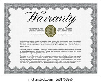 Grey Warranty template. Complex background. Superior design. Customizable, Easy to edit and change colors. 