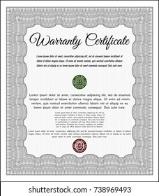 Grey Warranty template. With complex background. Detailed. Superior design. 
