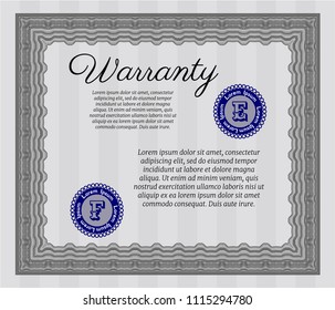 Grey Warranty template. With complex linear background. Excellent design. Vector illustration. 