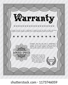 Grey Warranty template. With complex linear background. Perfect design. Detailed. 