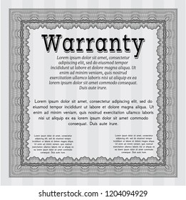Grey Warranty template. With complex linear background. Detailed. Modern design. 