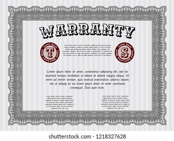 Grey Warranty template. With complex linear background. Cordial design. Vector illustration. 