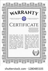 Grey Warranty template. With complex linear background. Vector illustration. Lovely design. 