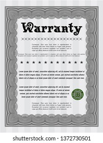 Grey Warranty template. With complex linear background. Nice design. Vector illustration. 