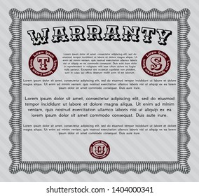 Grey Warranty template. With complex linear background. Elegant design. Detailed. 