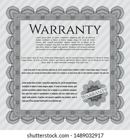 Grey Warranty template. With complex linear background. Cordial design. Customizable, Easy to edit and change colors. 