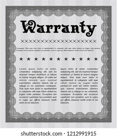 Grey Warranty template. Cordial design. With complex background. Customizable, Easy to edit and change colors. 