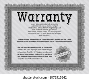 Grey Warranty template. Customizable, Easy to edit and change colors. With linear background. Perfect design. 