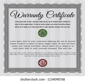 Grey Warranty template. Customizable, Easy to edit and change colors. With guilloche pattern. Artistry design. 