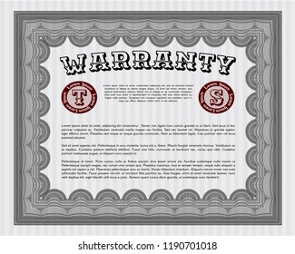Grey Warranty template. Customizable, Easy to edit and change colors. With complex linear background. Good design. 