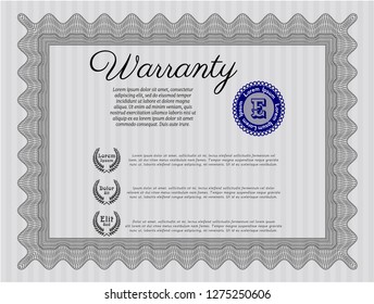 Grey Warranty template. Customizable, Easy to edit and change colors. Complex background. Modern design. 