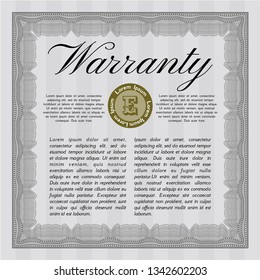 Grey Warranty template. Customizable, Easy to edit and change colors. With guilloche pattern and background. Good design. 