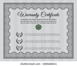 Grey Warranty template. Customizable, Easy to edit and change colors. With linear background. Elegant design. 