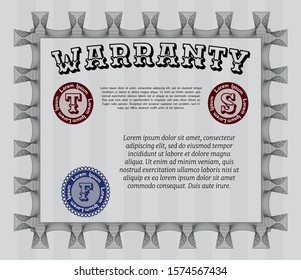 Grey Warranty template. Customizable, Easy to edit and change colors. With linear background. Modern design. 