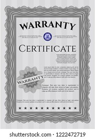 Grey Warranty template. Easy to print. Customizable, Easy to edit and change colors. Money Pattern. 