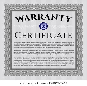 Grey Warranty template. Easy to print. Vector illustration. Artistry design. 