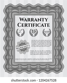 Grey Warranty template. Good design. Vector illustration. With guilloche pattern and background. 