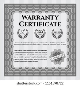 Grey Warranty template. With great quality guilloche pattern. Customizable, Easy to edit and change colors. Superior design. 