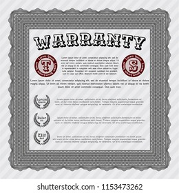 Grey Warranty template. With great quality guilloche pattern. Detailed. Elegant design. 