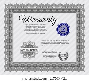 Grey Warranty template. With great quality guilloche pattern. Retro design. Customizable, Easy to edit and change colors. 