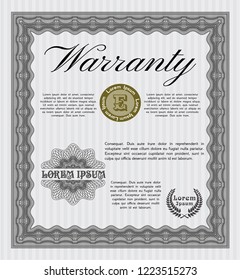 Grey Warranty template. With great quality guilloche pattern. Money style design. Customizable, Easy to edit and change colors. 