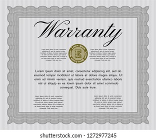 Grey Warranty template. With great quality guilloche pattern. Money Pattern design. Customizable, Easy to edit and change colors. 