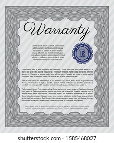 Grey Warranty template. With great quality guilloche pattern. Customizable, Easy to edit and change colors. Cordial design. 