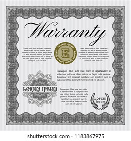 Grey Warranty template. With guilloche pattern. Modern design. Vector illustration. 