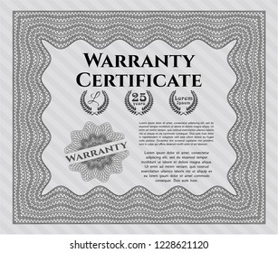 Grey Warranty template. With guilloche pattern. Vector illustration. Excellent design. 