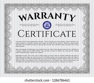 Grey Warranty template. With guilloche pattern and background. Cordial design. Customizable, Easy to edit and change colors. 