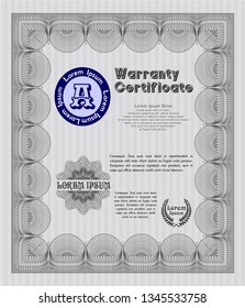 Grey Warranty template. With guilloche pattern. Customizable, Easy to edit and change colors. Money design. 