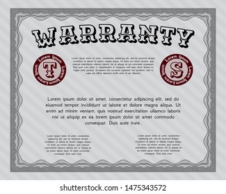 Grey Warranty template. With guilloche pattern and background. Elegant design. Customizable, Easy to edit and change colors. 
