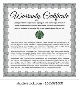 Grey Warranty template. With guilloche pattern. Detailed. Good design. 